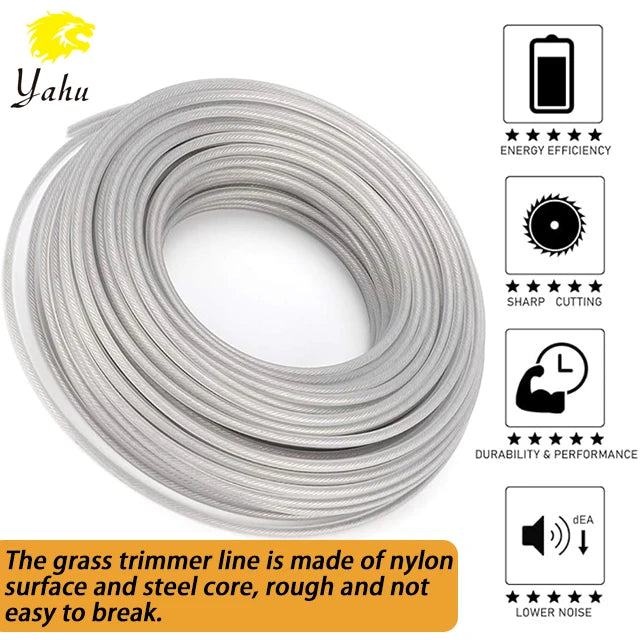 2025 Garden Tool Square Steel Trimmer Line 3mm/2.7mm/2.4mm Brush Cutter Parts of 50FT