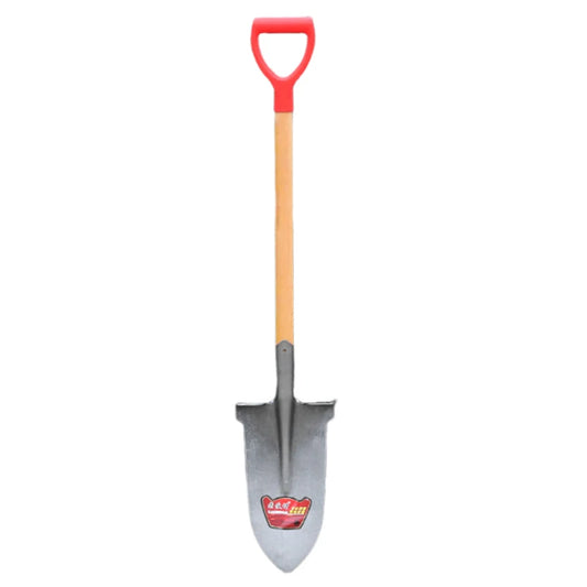 Easy-to-Hold 42cm DIY Steel Shovel with Round Head Wood Handle Thickened Material for Garden Digging