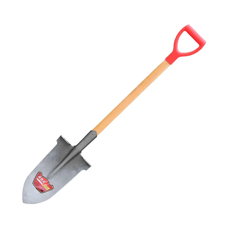 Easy-to-Hold 42cm DIY Steel Shovel with Round Head Wood Handle Thickened Material for Garden Digging